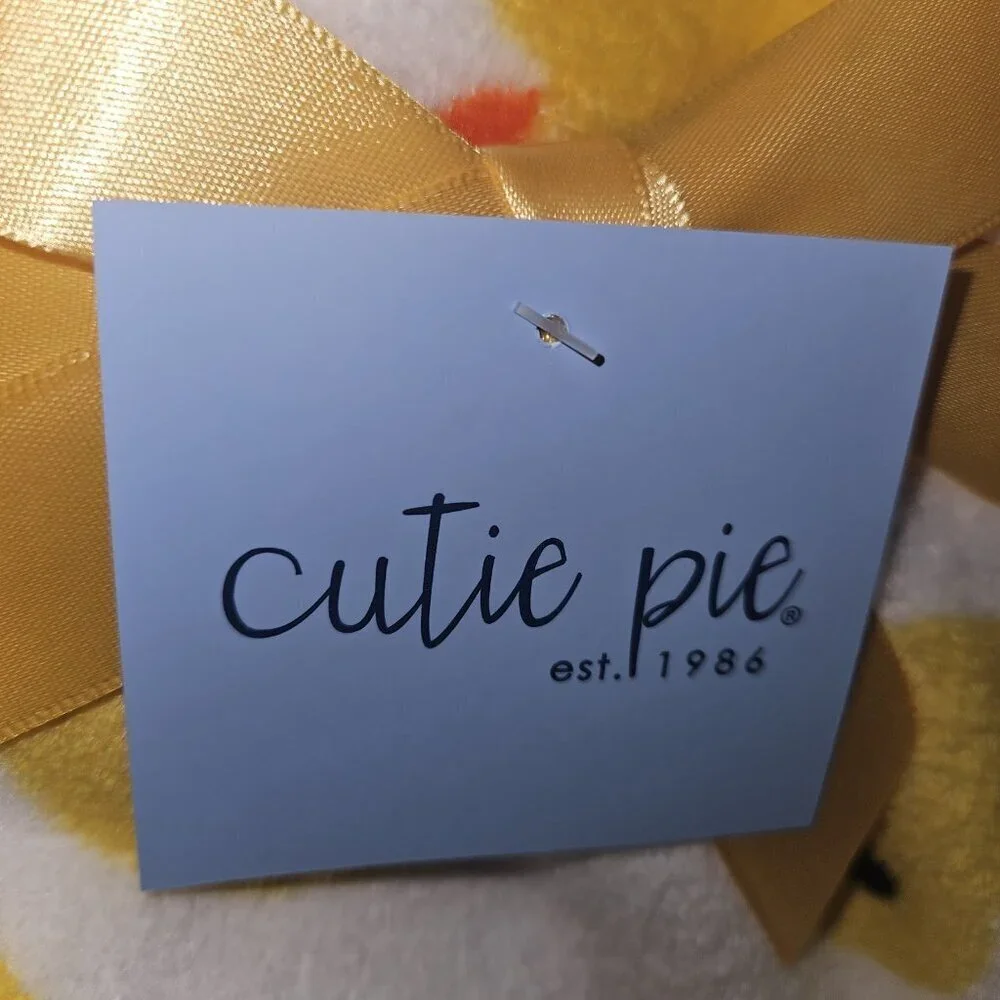 NEW Cutie Pie Yellow Duck White Fleece Baby Blanket Lovey 30